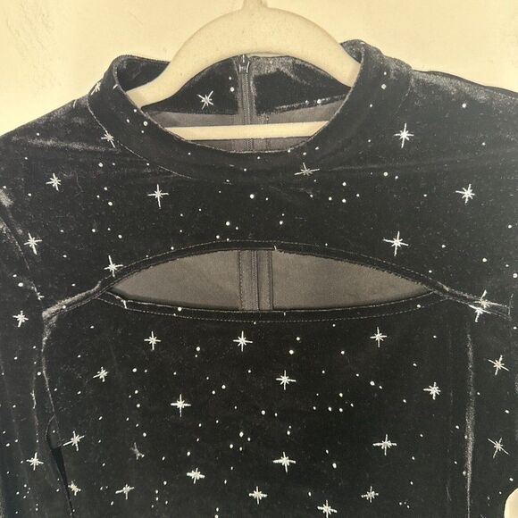 Cider Velvet Star Pattern Bell Sleeve Top Women’s M Black Festival Witchy Boho - Picture 2 of 10